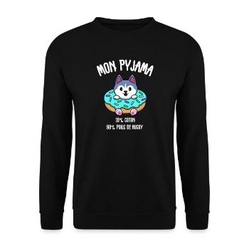Lustige Husky-Hundepyjamas - Unisex Pullover - Schwarz - Vorne - Alina (178cm) & Michal (187cm)