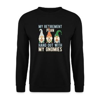 Garden Gnome Costume My Plan Hang Out With Gnomies - Unisex Sweatshirt - black - Front - Alina (178cm) & Michal (187cm)