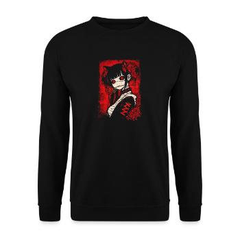 Fille gothique inquiétante d’anime d’horreur japonaise - Sweat-shirt Unisexe - noir - Devant - Alina (178cm) & Michal (187cm)