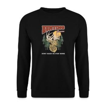 Jagdseason Hirsch im Wald - Unisex Pullover - Schwarz - Vorne - Alina (178cm) & Michal (187cm)