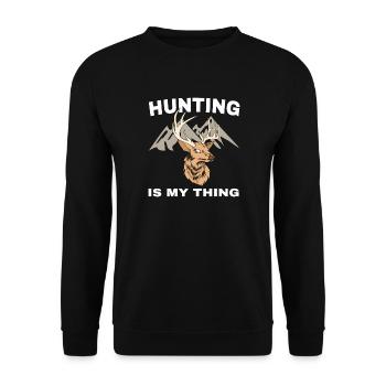 Amour de chasse : tête de cerf devant les montagnes - Sweat-shirt Unisexe - noir - Devant - Alina (178cm) & Michal (187cm)