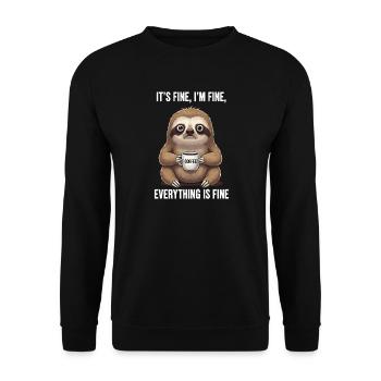 It's okay, I'm fine coffee sloth humor - Unisex Sweatshirt - black - Front - Alina (178cm) & Michal (187cm)