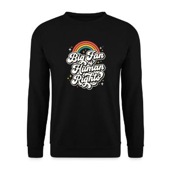 Großer Fan von Human Rights Retro Rainbow - Unisex Pullover - Schwarz - Vorne - Alina (178cm) & Michal (187cm)