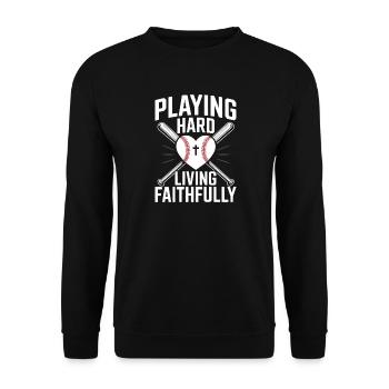 Joueur de baseball chrétien Bible Foi Jésus-Christ - Sweat-shirt Unisexe - noir - Devant - Alina (178cm) & Michal (187cm)