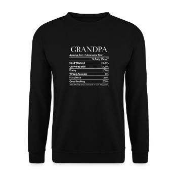 Grandpa Nutrition Facts – Funny Grandpa Gift - Unisex Sweatshirt - black - Front - Alina (178cm) & Michal (187cm)