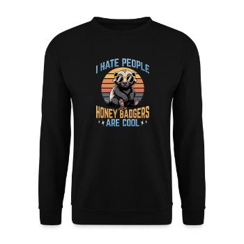 Funny Honey Badger - Unisex Pullover - Schwarz - Vorne - Alina (178cm) & Michal (187cm)