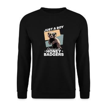Funny Honey Badger - Unisex Pullover - Schwarz - Vorne - Alina (178cm) & Michal (187cm)