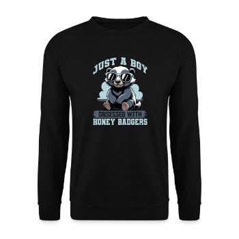 Funny Honey Badger - Unisex Pullover - Schwarz - Vorne - Alina (178cm) & Michal (187cm)