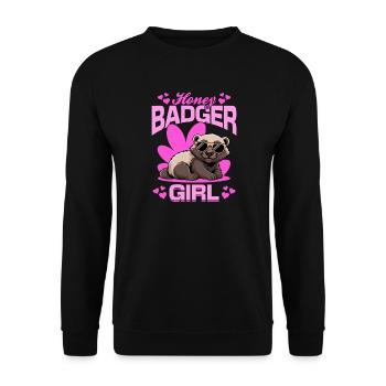 Funny Honey Badger - Unisex Pullover - Schwarz - Vorne - Alina (178cm) & Michal (187cm)