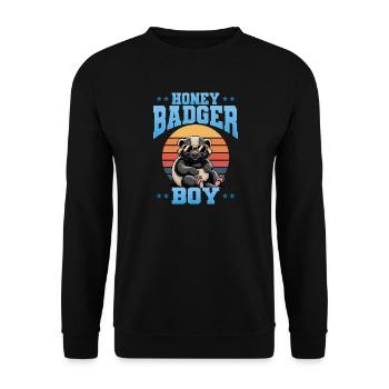 Funny Honey Badger - Unisex Pullover - Schwarz - Vorne - Alina (178cm) & Michal (187cm)