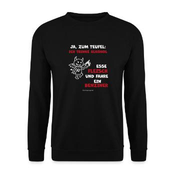 Devilish lifestyle: alcohol, meat - Unisex Sweatshirt - black - Front - Alina (178cm) & Michal (187cm)