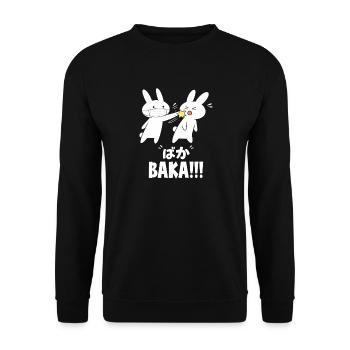 Baka Rabbit Slap Anime Funny Japanese Otaku - Unisex Sweatshirt - black - Front - Alina (178cm) & Michal (187cm)