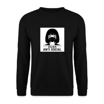 Antisocial Japanese Vaporwave Anime Girl - Unisex Sweatshirt - black - Front - Alina (178cm) & Michal (187cm)