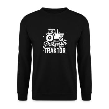  Diese Prinzessin Fährt Traktor Lustiger Spruch - Unisex Pullover - Schwarz - Vorne - Alina (178cm) & Michal (187cm)