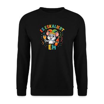 Carnival Mouse It Escalates Eh Party Fastnacht - Unisex Sweatshirt - black - Front - Alina (178cm) & Michal (187cm)