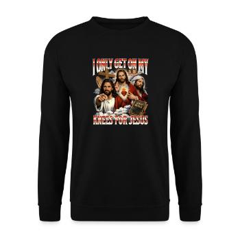 On My Knees For Jesus Christian Faith Easter - Unisex Sweatshirt - black - Front - Alina (178cm) & Michal (187cm)