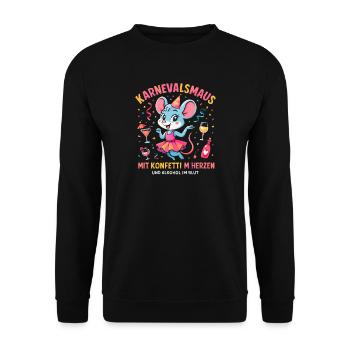 Carnaval : Souris Confettis en Cœur de Carnaval - Sweat-shirt Unisexe - noir - Devant - Alina (178cm) & Michal (187cm)
