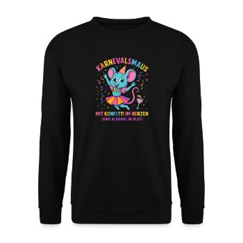 Carnival Mouse Confetti Heart Saying Carnival - Unisex Sweatshirt - black - Front - Alina (178cm) & Michal (187cm)