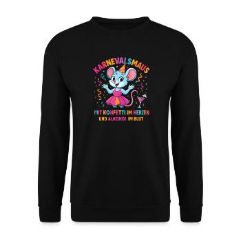 Carnaval : Souris Confettis en Cœur de Carnaval - Sweat-shirt Unisexe - noir - Devant - Alina (178cm) & Michal (187cm)