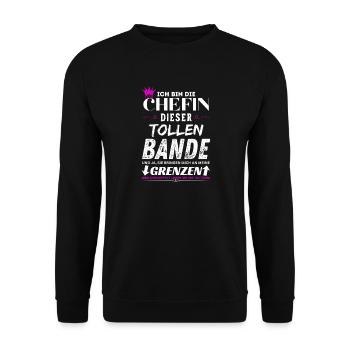 Chefin dieser Tollen Bande Chefin Geschenke - Unisex Sweatshirt - black - Front - Alina (178cm) & Michal (187cm)