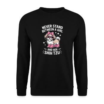 Shih Tzu Sprüche Hunde Lustiges Shih Tzu Geschenk  - Unisex Pullover - Schwarz - Vorne - Alina (178cm) & Michal (187cm)
