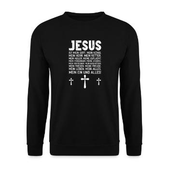 Jesus Ist Mein Gott Meine König Mein Herr - Unisex Pullover - Schwarz - Vorne - Alina (178cm) & Michal (187cm)