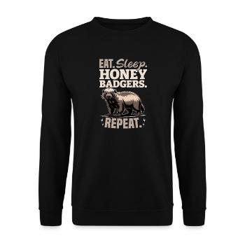 Funny Honey Badger - Unisex Pullover - Schwarz - Vorne - Alina (178cm) & Michal (187cm)