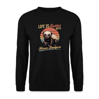 Funny Honey Badger - Unisex Pullover - Schwarz - Vorne - Alina (178cm) & Michal (187cm)