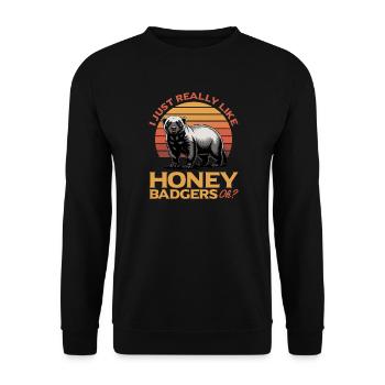 Funny Honey Badger - Unisex Pullover - Schwarz - Vorne - Alina (178cm) & Michal (187cm)