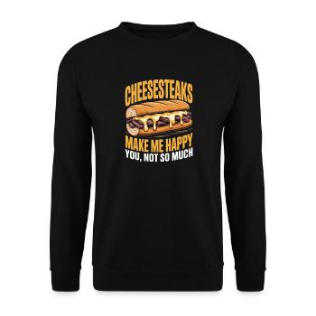 Cheesesteaks machen mich glücklich - Unisex Pullover - Schwarz - Vorne - Alina (178cm) & Michal (187cm)