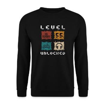 55e anniversaire Niveau 55 débloqué - Sweat-shirt Unisexe - noir - Devant - Alina (178cm) & Michal (187cm)