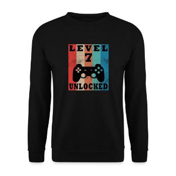 Level 7 freigeschaltet Retro-Controller - Unisex Pullover - Schwarz - Vorne - Alina (178cm) & Michal (187cm)