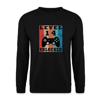 Level 14 Freigeschaltet Gamepad - Unisex Pullover - Schwarz - Vorne - Alina (178cm) & Michal (187cm)