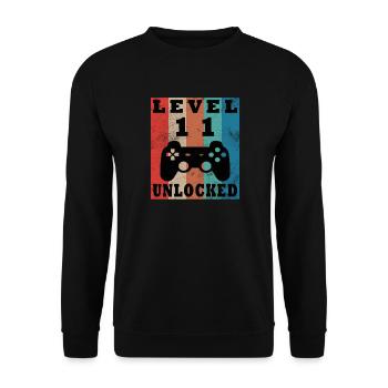 Level 11 Freigeschaltet Controller - Unisex Pullover - Schwarz - Vorne - Alina (178cm) & Michal (187cm)