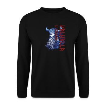 Wikinger Valhalla is Calling Vintage - Unisex Pullover - Schwarz - Vorne - Alina (178cm) & Michal (187cm)