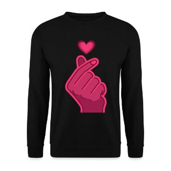 Kpop Finger Heart Coréen Pop Cute Love Korea Music - Sweat-shirt Unisexe - noir - Devant - Alina (178cm) & Michal (187cm)