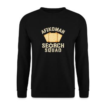 Afikomen Search Squad Passover Seder Pesach Fun - Unisex Sweatshirt - black - Front - Alina (178cm) & Michal (187cm)