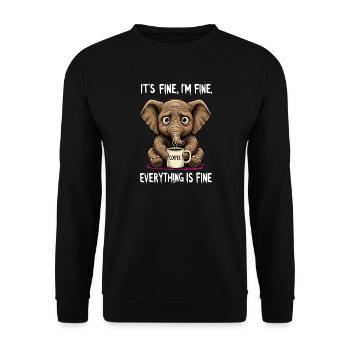 its fine im fine coffee elephant - Unisex Sweatshirt - black - Front - Alina (178cm) & Michal (187cm)
