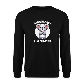 Bonjour, très mince koala à glace, endormis - Sweat-shirt Unisexe - noir - Devant - Alina (178cm) & Michal (187cm)