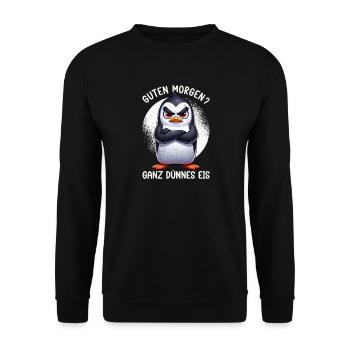 Guten Morgen Ganz Dünnes Eis Pinguin Schlafmützen - Unisex Sweatshirt - black - Front - Alina (178cm) & Michal (187cm)
