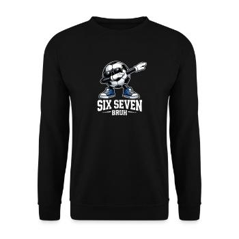 Six Seven Bruh Brainrot Meme - Unisex Sweatshirt - black - Front - Alina (178cm) & Michal (187cm)