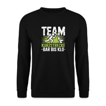 Team Kurzstrecke Bar Bis Klo Lustiger Party - Unisex Pullover - Schwarz - Vorne - Alina (178cm) & Michal (187cm)