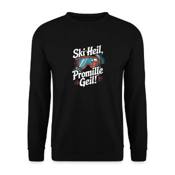 Ski Heil Promille Geil Lustiger Après Ski Spruch - Sweat-shirt Unisexe - noir - Devant - Alina (178cm) & Michal (187cm)