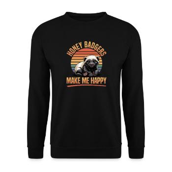 Funny Honey Badger - Unisex Pullover - Schwarz - Vorne - Alina (178cm) & Michal (187cm)