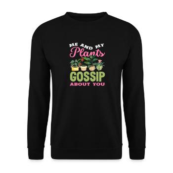 Plant Lover Plants Gossip - Unisex Sweatshirt - black - Front - Alina (178cm) & Michal (187cm)