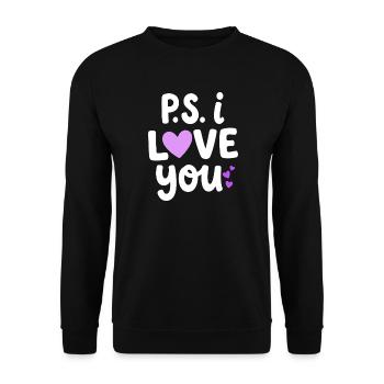 P.S. Ich liebe dich PS Ich Herz Deinen Tag Valentin - Unisex Pullover - Schwarz - Vorne - Alina (178cm) & Michal (187cm)