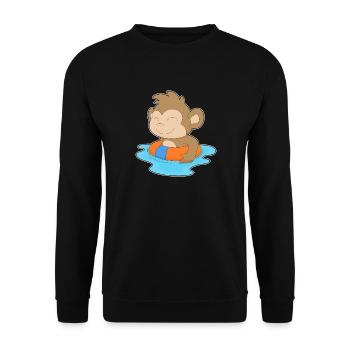 Affe Schwimmen Schwimmring Sommer - Unisex Pullover - Schwarz - Vorne - Alina (178cm) & Michal (187cm)