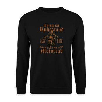 Pension Motorcycle Pensioner Saying Vintage - Unisex Sweatshirt - black - Front - Alina (178cm) & Michal (187cm)