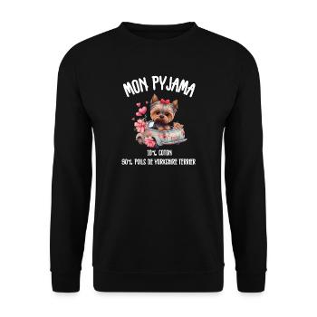 Pyjama Chien Yorkshire Drôle - Sweat-shirt Unisexe - noir - Devant - Alina (178cm) & Michal (187cm)