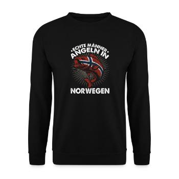 Echte Männer Angeln In Norwegen Angler Fisher - Unisex Pullover - Schwarz - Vorne - Alina (178cm) & Michal (187cm)